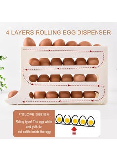 Hihonor 4 Tiers Egg Holder for Fridge, Auto Rolling Fridge Egg Organizer, Space-Saving Egg Dispenser Holder, 30 Eggs Fridge Egg Rack, Large Capacity Egg Dispenser for Refrigerator, Yellow  - Image 2