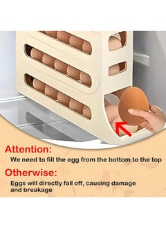 Hihonor 4 Tiers Egg Holder for Fridge, Auto Rolling Fridge Egg Organizer, Space-Saving Egg Dispenser Holder, 30 Eggs Fridge Egg Rack, Large Capacity Egg Dispenser for Refrigerator, Yellow  - Image 4