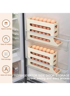 Hihonor 4 Tiers Egg Holder for Fridge, Auto Rolling Fridge Egg Organizer, Space-Saving Egg Dispenser Holder, 30 Eggs Fridge Egg Rack, Large Capacity Egg Dispenser for Refrigerator, Yellow  - Image 3