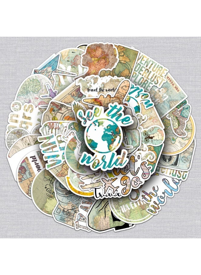 NIBEMINENT 50 Pcs Cartoon Map Deco Kit Waterproof Stickers, High Definition Printing Bright Colors, Suitable for Laptop Skateboard Luggage Water Bottle Guitar DIY - Image 2