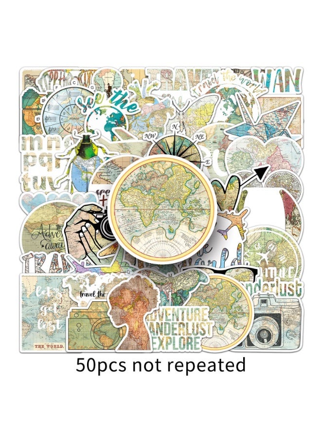 NIBEMINENT 50 Pcs Cartoon Map Deco Kit Waterproof Stickers, High Definition Printing Bright Colors, Suitable for Laptop Skateboard Luggage Water Bottle Guitar DIY - Image 1