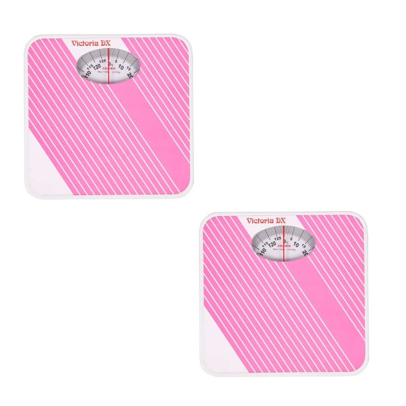 Crown Victoria Deluxe Personal Weighing Scale For Human Body, Manual Analog Weighing Scale upto 130 kgs capacity (Pink) - Pack of 2 - Image 1