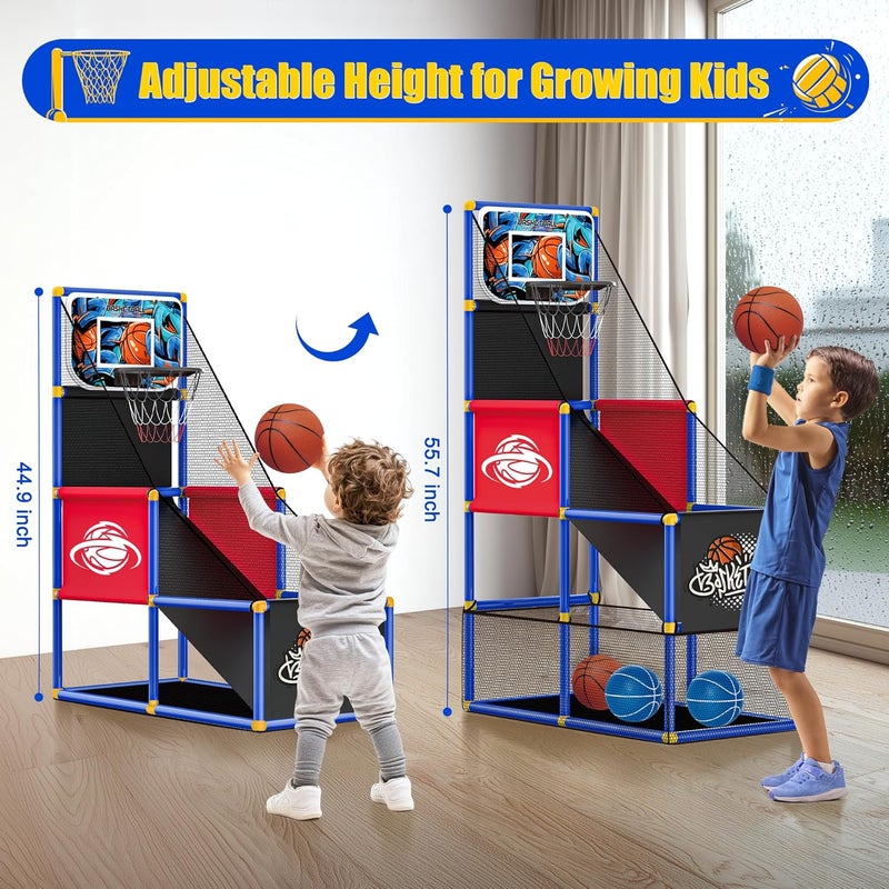 flybakiz Adjustable Basketball Hoop for Kids Toddler Ages 3-8, Side-Mount & Top-Mount, Indoor Outdoor Carnival Games Competitions, Gift Boys & Girls Beg for, Rain or Shine, The Game Never Stops - Image 2