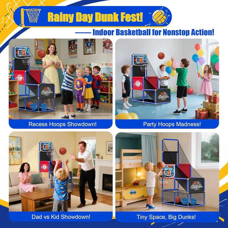 flybakiz Adjustable Basketball Hoop for Kids Toddler Ages 3-8, Side-Mount & Top-Mount, Indoor Outdoor Carnival Games Competitions, Gift Boys & Girls Beg for, Rain or Shine, The Game Never Stops - Image 4