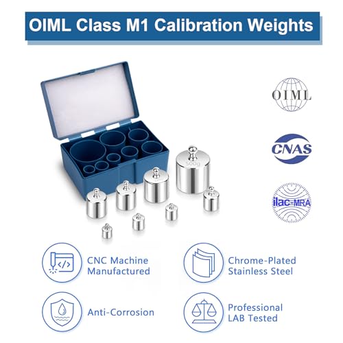 QP Calibration Weights 1000g, 8PCS OIML Class M1 High Precision Scale Calibration Weight Set, 10g 20g 50g 100g 200g 500g Calibration Weight with Tweezers for Digital Scale, Gram Scale, Lab Scale - Image 3