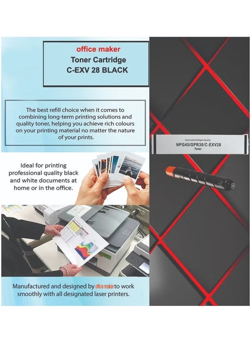 Toner Cartridge C EXV 28 BLACK with Chip Toner Cartridge Is Compatible with Canon IR ADV C5045 Canon IR ADV C5051 Canon IR ADV C5250 Canon IR ADV C5255 (C-EXV-28 BLACK) - Image 2
