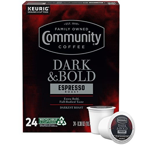 Community Coffee Dark & Bold Espresso Roast 24 Count Coffee Pods, Compatible with Keurig 2.0 K-Cup Brewers, 24 count (Pack of 1) - Image 1