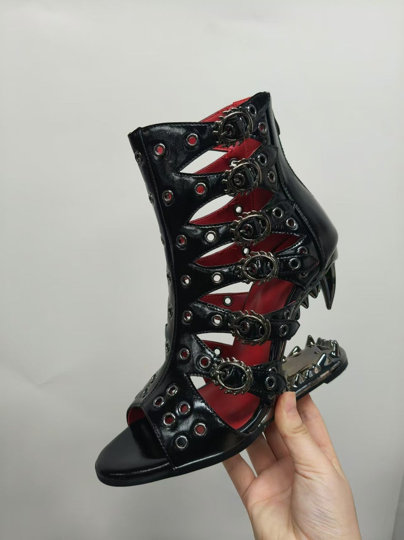 Women's Gladiator Open-Toe Sandals with Irregular Heel - Image 1