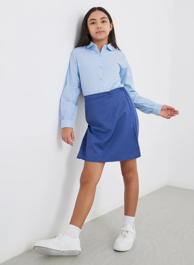 Styli Girls School Uniform Light Blue Peter Pan Collar Shirt