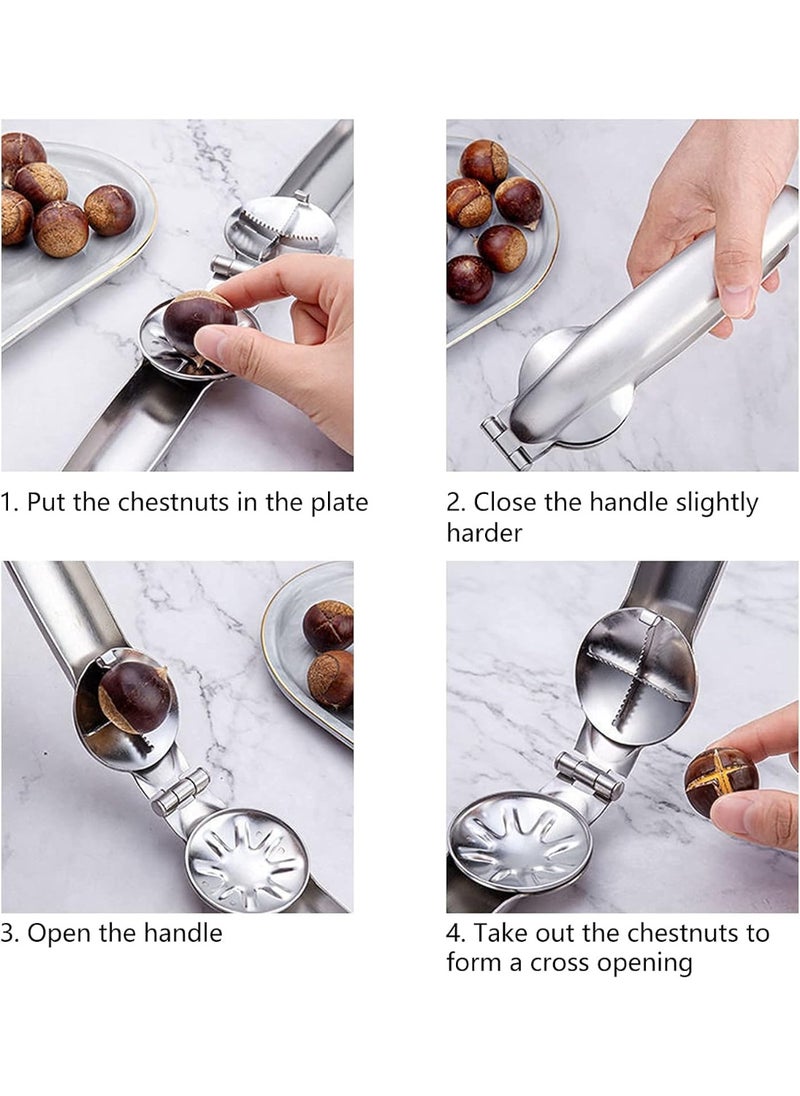 Nutcracker Set, Chestnut Clip, Nut Cracker Sheller Walnut Chestnut Opener, Protable Nutcracker Chestnut Clip Set, 304 Stainless Steel Kitchen Tools