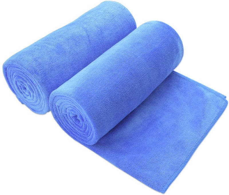 JML Microfiber Bath Towels Bath Sheet 2 Pack 35 x 70 Oversized Soft Super Absorbent and Fast Drying Extra Large Bathroom Towels for Body Sports Fitness Yoga Blue
