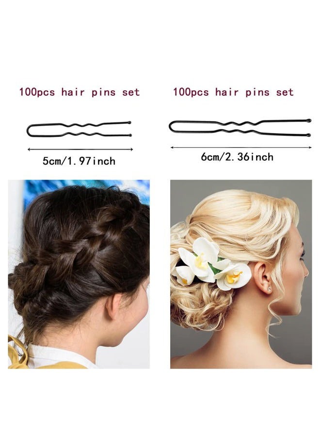 WSICSE 200Pcs 2.4 & 2 Inchs U Shaped Hair Pins Bun Hair Pins Bun Bobby Pins With Storage Box for Women Girls and Hairdressing Salon (Black) - Image 3