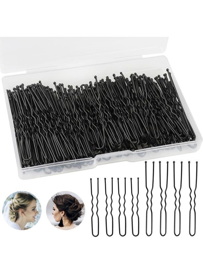 WSICSE 200Pcs 2.4 & 2 Inchs U Shaped Hair Pins Bun Hair Pins Bun Bobby Pins With Storage Box for Women Girls and Hairdressing Salon (Black) - Image 1