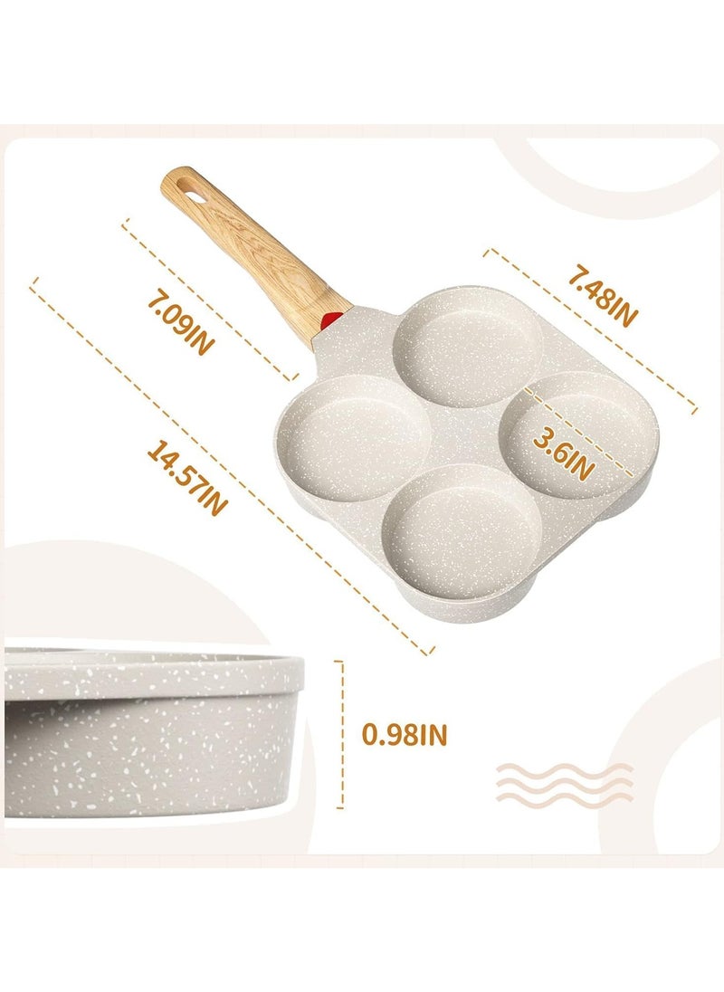 Beauenty - Nonstick Egg Frying Pan, 4-Cup Pancake Pan Omelette Pan for Breakfast Swedish Pancake, Gas Stove & Induction Compatible (White) - Image 1
