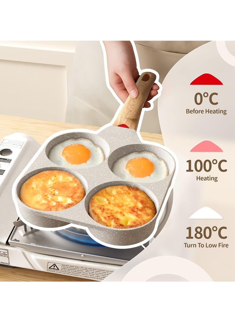 Beauenty - Nonstick Egg Frying Pan, 4-Cup Pancake Pan Omelette Pan for Breakfast Swedish Pancake, Gas Stove & Induction Compatible (White) - Image 1