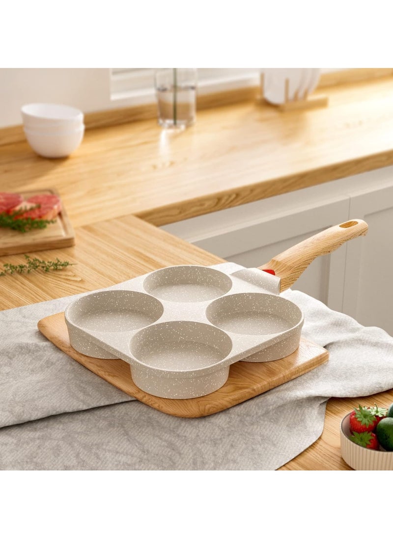 Beauenty - Nonstick Egg Frying Pan, 4-Cup Pancake Pan Omelette Pan for Breakfast Swedish Pancake, Gas Stove & Induction Compatible (White) - Image 1