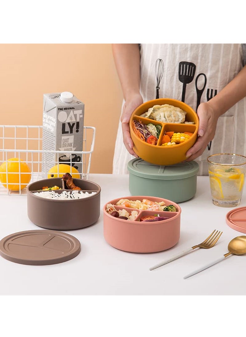 Generic BPA-Free Silicone Bento Lunch Box with 3 Compartments, Leak-Proof and Dishwasher Safe, Ideal for Work, School and Picnics  - Image 2