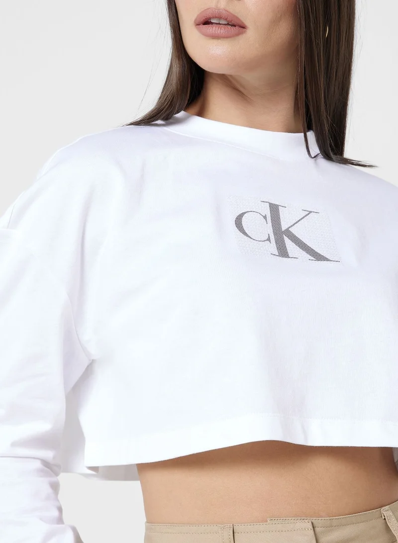 Calvin Klein Jeans Logo Printed Crew Neck Crop Top