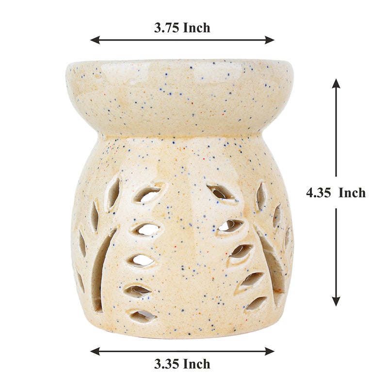 Asian Aura Ceramic T-Light Candle Diffuser| Aromatherapy Bliss with 2 10 ml Aroma Oil Fragrance Rosy Romance & English Lavender 1 Tea Light Candle|Aroma Oil Burner |Home Fragrance |Home Decor| Brown - Image 4