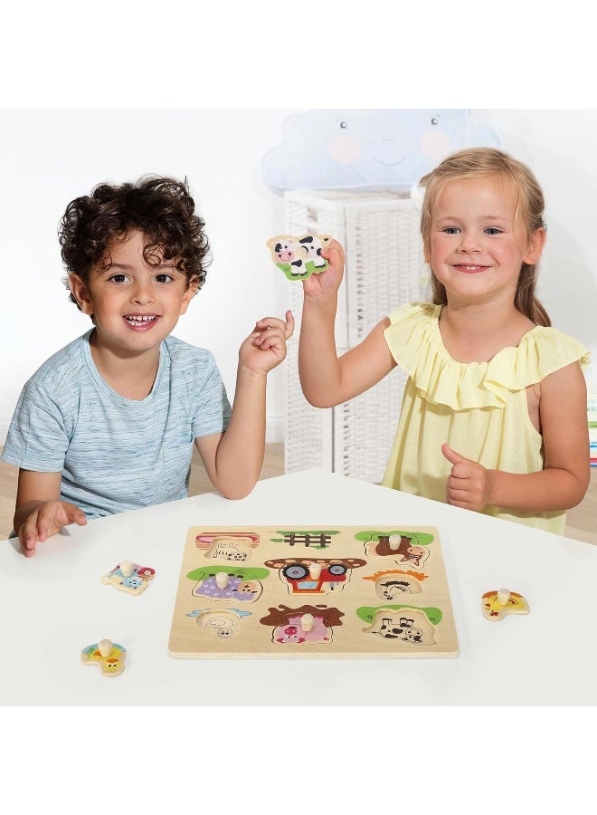 Lelin Farm Peg Puzzle with Animals and Tractor - 8 Pieces - Image 4