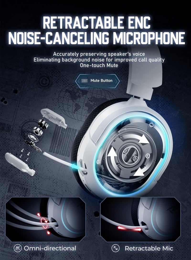 PICUN G2 RGB Wireless Gaming Headset, 7.1 Surround Sound, 2.4GHz USB Gaming Headphones with Bluetooth ENC Noise Canceling Mic,Wireless Headset for PC PS5 PS4 Mac Switch - Image 5