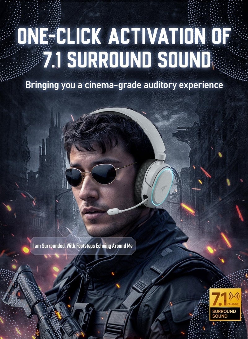 PICUN G2 RGB Wireless Gaming Headset, 7.1 Surround Sound, 2.4GHz USB Gaming Headphones with Bluetooth ENC Noise Canceling Mic,Wireless Headset for PC PS5 PS4 Mac Switch - Image 2