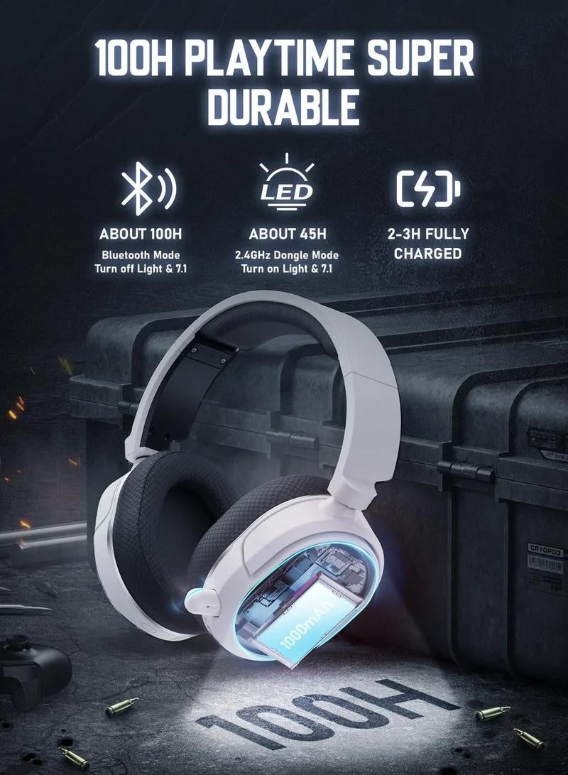 PICUN G2 RGB Wireless Gaming Headset, 7.1 Surround Sound, 2.4GHz USB Gaming Headphones with Bluetooth ENC Noise Canceling Mic,Wireless Headset for PC PS5 PS4 Mac Switch - Image 5