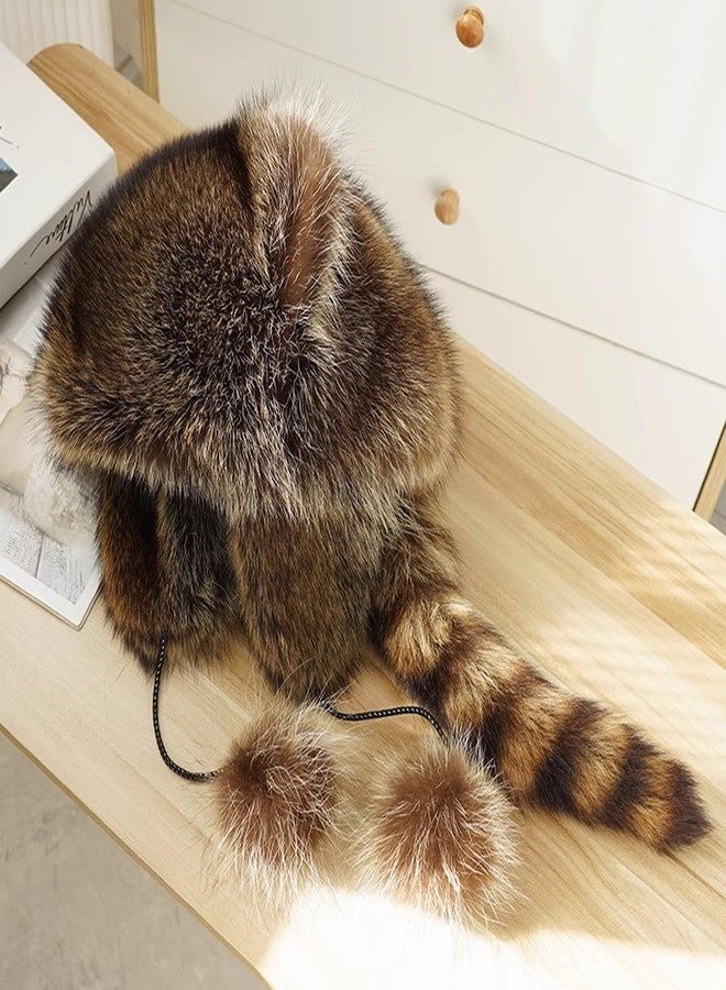 MioCloth Cute Raccoon Animal Ear Costume Kids Adult Faux Fur Hat Christmas Holiday Gift for Women Girl Kids Cold Weather Warm Plush Hat - Image 2