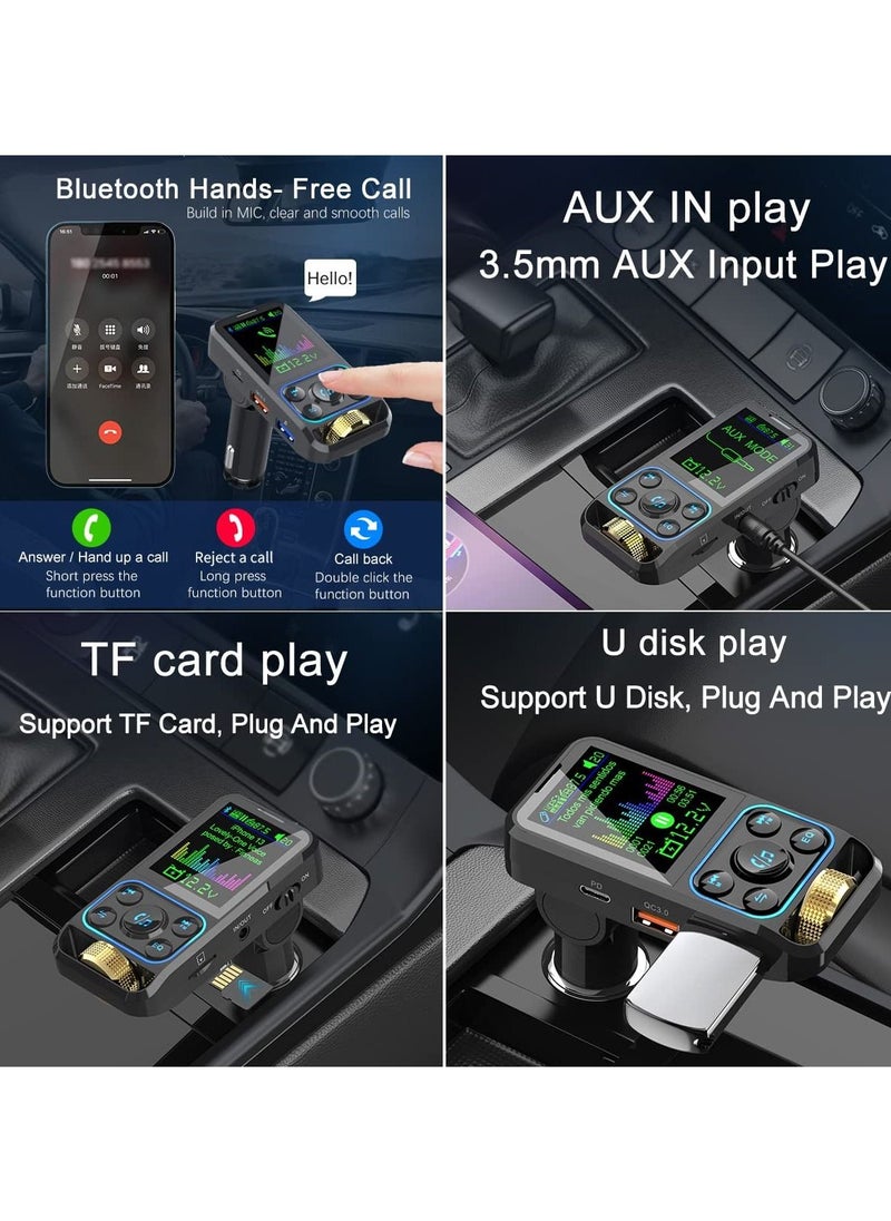 Y&D Bluetooth Car Adapter 5.3 FM Transmitter for HD Lossless Sound Quality EQ QC3.0 PD3.0 Fast Charge Microphone  - Image 2