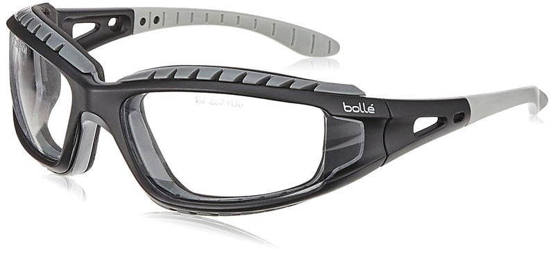 Bollé Safety 40085, Tracker Safety Glasses anti-scratch/anti-fog, black frame, Clear Lenses - Image 1