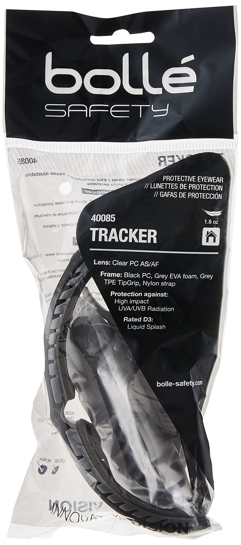 Bollé Safety 40085, Tracker Safety Glasses anti-scratch/anti-fog, black frame, Clear Lenses - Image 5