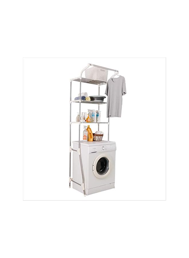 IAF 3-Tier Laundry Room Shelf Over the Toilet/Washing Machine Storage Rack Bathroom Organizer Adjustable Space Saver Shelving Units with Clothes Hanging Rod (Ivory, Bottom Reinforcement)  - Image 3