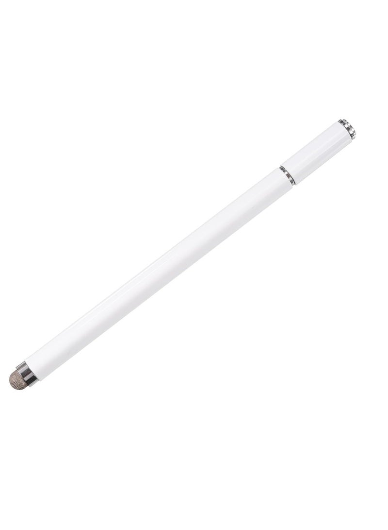 2-in-1 Stylus Pen, Fine Point Disc and Fiber Tips, Universal Capacitive Touch Screen Compatible, Black and White, Aluminium Body (White)  - Image 1