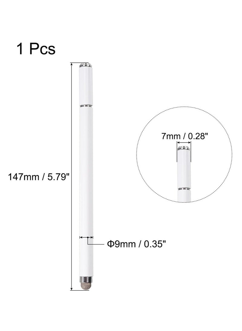2-in-1 Stylus Pen, Fine Point Disc and Fiber Tips, Universal Capacitive Touch Screen Compatible, Black and White, Aluminium Body (White)  - Image 2