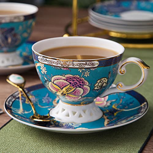 ACMLIFE Tea Sets for Adults, Tea Sets for 6 - Tea Pot Sets Blue, Porcelain Tea Sets for Women with 24K Gold, Fine Bone China, Vintage British English Afternoon Sets for Luxury Gift, Mother's Day - Image 4
