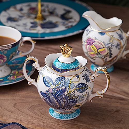 ACMLIFE Tea Sets for Adults, Tea Sets for 6 - Tea Pot Sets Blue, Porcelain Tea Sets for Women with 24K Gold, Fine Bone China, Vintage British English Afternoon Sets for Luxury Gift, Mother's Day - Image 3