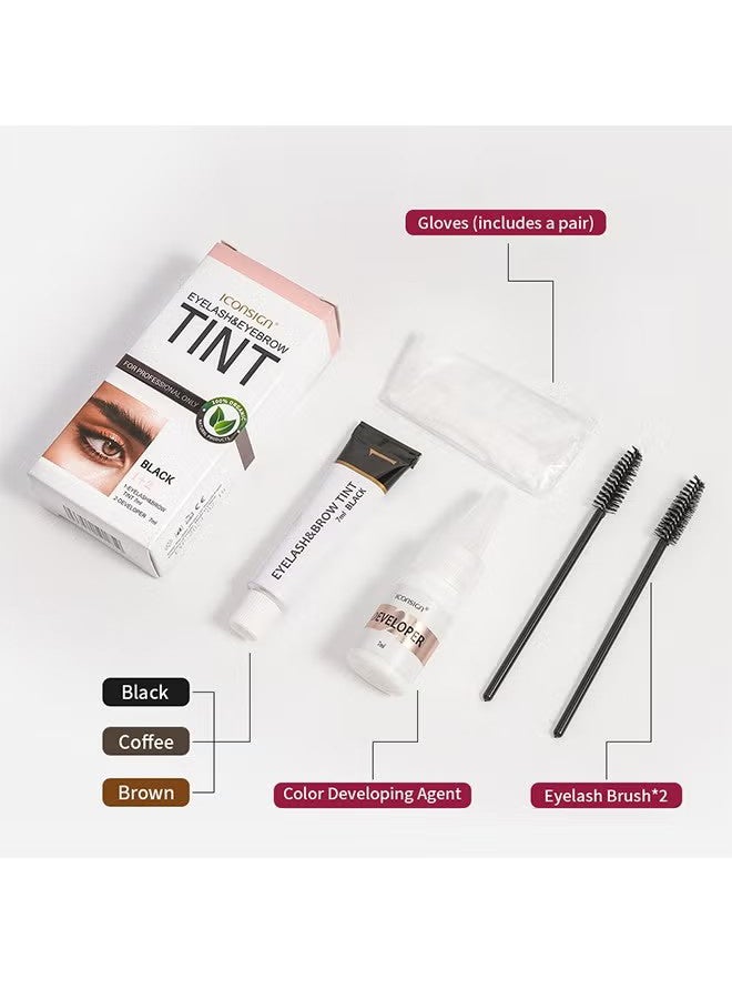 إيكونساين مجموعة صباغة الرموش و الحواجب , مجموعة صباغة الرموش و الحواجب ثنائية , كريم صباغة الحواجب شبه الدائم 7ml - أسود - Image 4