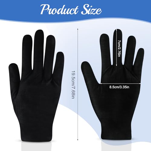 BOSMIOW 10 Pairs Middle Size Black Gloves for Women,Breathable Cotton Gloves for Eczema and Dry Hands,Jewelry Inspection Gloves,Stretchy Fit Cloth Gloves for Most Women,Spa Glove - Image 2