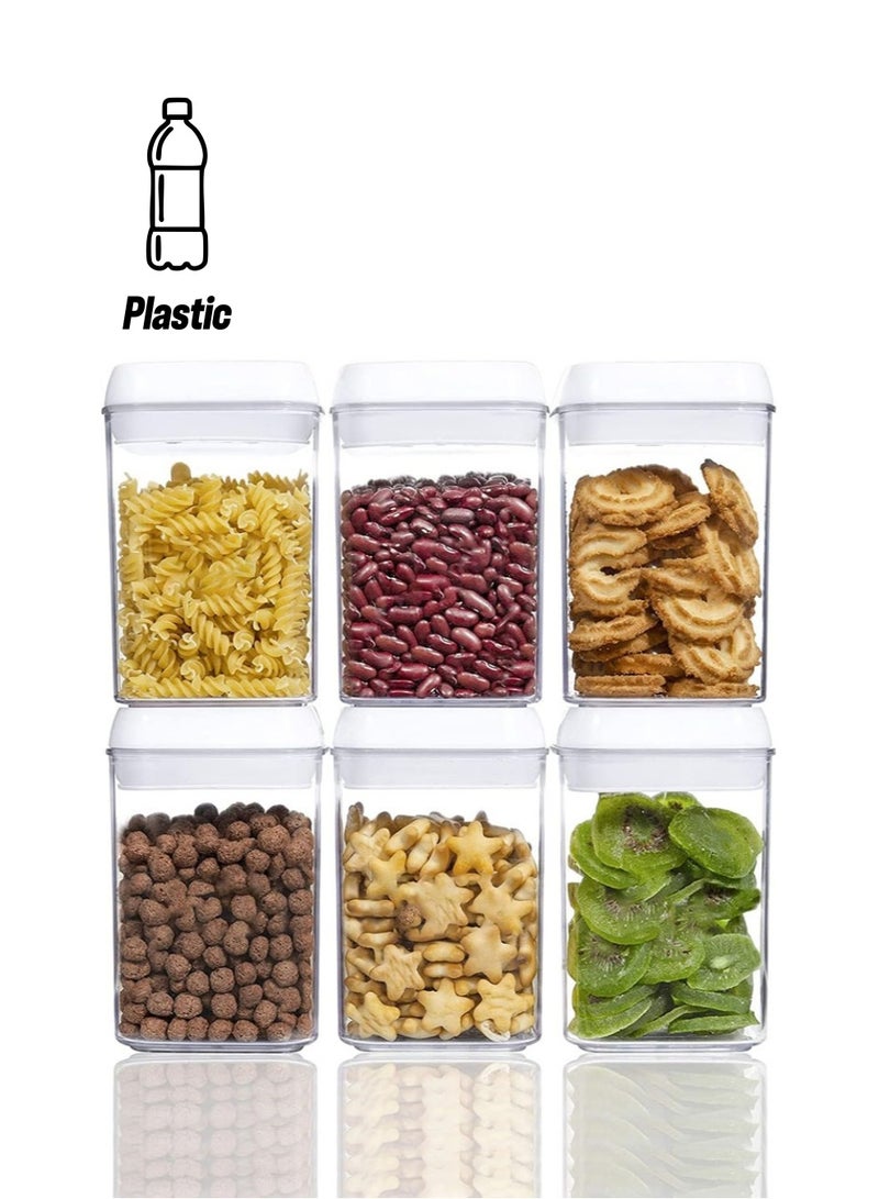 بيرفيي 6 عبوات من حاويات تخزين الطعام محكمة الإغلاق مع أغطية قفل قابلة للتراص تنظيم المخزن المستدير للحبوب والقهوة والسكر والمزيد مقاومة للرطوبة خالية من مادة BPA - Image 1