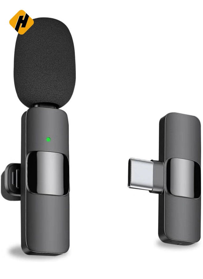 HuHa Professional Wireless Lapel Microphone for Android Computer - Cordless Omnidirectional Condenser Recording Mic with USB C Interface for Interview Video Podcast Vlog YouTube  - Image 1