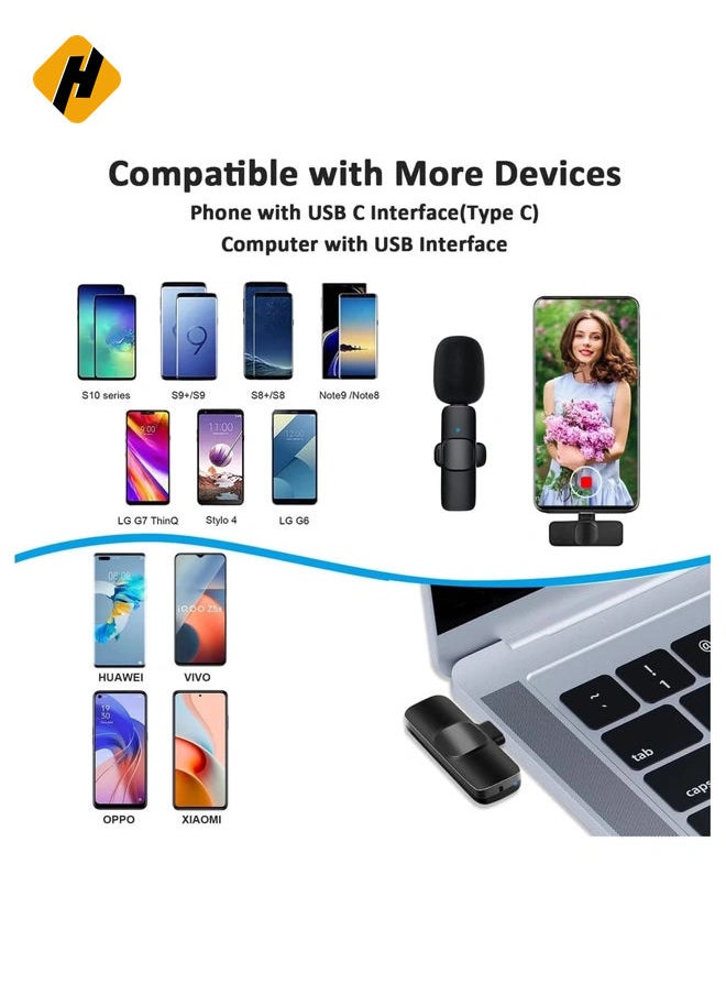 HuHa Professional Wireless Lapel Microphone for Android Computer - Cordless Omnidirectional Condenser Recording Mic with USB C Interface for Interview Video Podcast Vlog YouTube  - Image 5