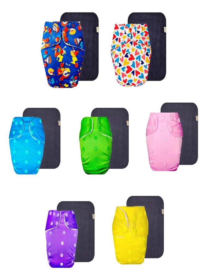 حفاضات دمبلدو القماشية الممتازة مع حشوة رمادية (عبوة من 7 قطع) | شعور بالجفاف والراحة | قابلة لإعادة الاستخدام والغسل | سريعة الجفاف | موثوق بها من قبل الأمهات | من 3 أشهر إلى 3 سنوات | مناسبة للأطفال من الجنسين - Image 1