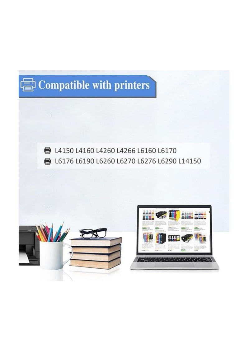 Terabyte حبر 101 متوافق مع خراطيش حبر إبسون 101 متعددة العبوات لطابعات C13T03V14A C13T03V24A C13T03V34A L4150 L4160 L6160 L6170 L6190 (4 عبوات، 2 أسود/سماوي/قرمزي/أصفر) - Image 2