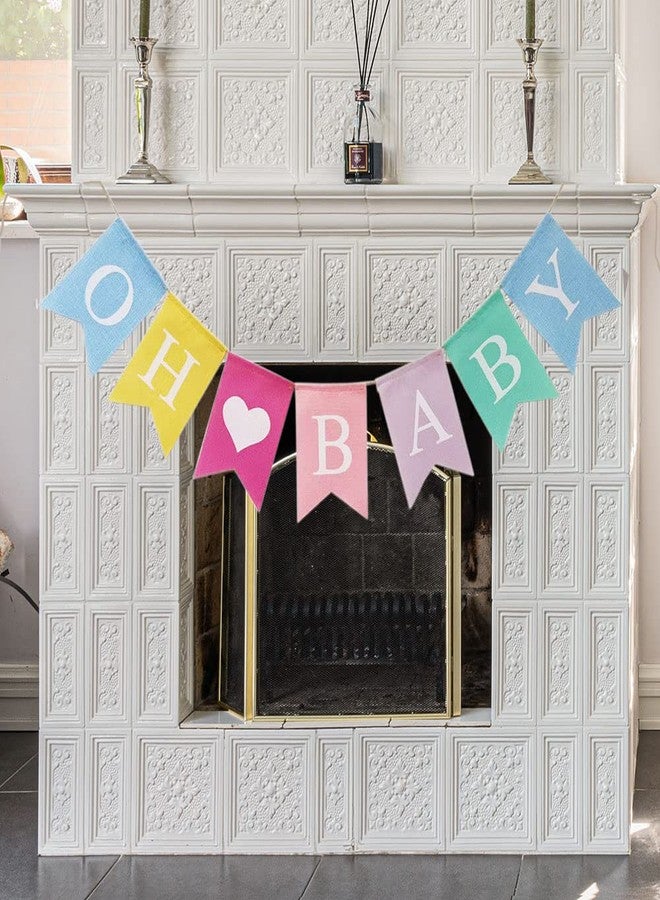 CROWNOS Oh Baby Banner & Decor Set for Baby Shower, Pre-strung Pastel Oh Baby Sign for Backdrop, Gender Reveal Decor - Image 5