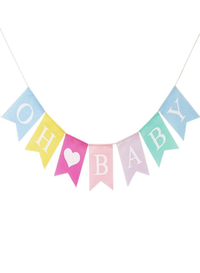 CROWNOS Oh Baby Banner & Decor Set for Baby Shower, Pre-strung Pastel Oh Baby Sign for Backdrop, Gender Reveal Decor - Image 1
