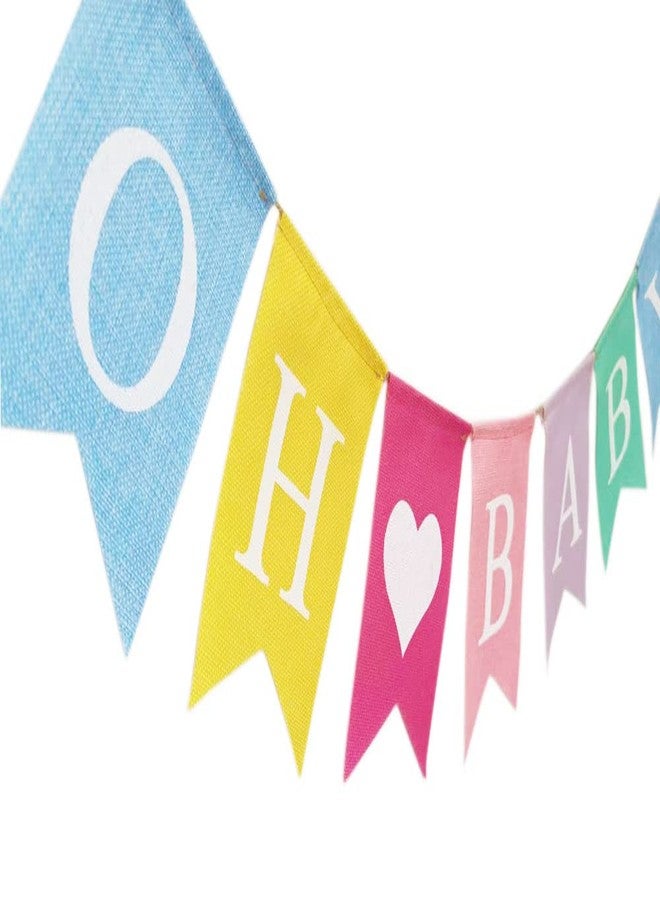 CROWNOS Oh Baby Banner & Decor Set for Baby Shower, Pre-strung Pastel Oh Baby Sign for Backdrop, Gender Reveal Decor - Image 2