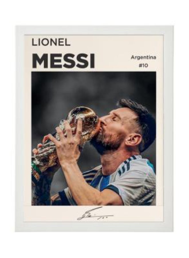 Boomah Accessories Lionel Messi Argentina Legend Printed Autograph - Framed Poster 30x40cm - Football Memorabilia, Soccer Collectible, Gift for Fans , Man Cave 