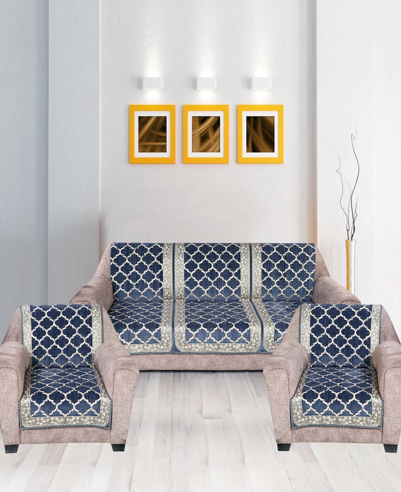 Nendle Modern Velvet Sofa Covers 3 Seater and 2 Seater Combined Sofa Seat and Back Cover|Anti-Slip Sofa Covers for Living Room (Grey, Pack of 3) - Image 1