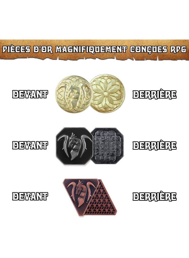 Byhoo 60 PCS DND Coins, Gold, Silver and Copper Coins in Metal Coins, Fantasy Coins for Board Games, Fake Coins for Games Tokens, Role-Playing Coins of Dungeons and Dragons - Image 4