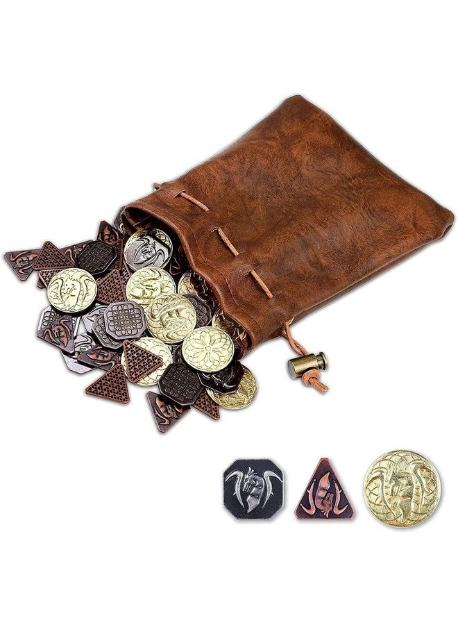 Byhoo 60 PCS DND Coins, Gold, Silver and Copper Coins in Metal Coins, Fantasy Coins for Board Games, Fake Coins for Games Tokens, Role-Playing Coins of Dungeons and Dragons - Image 1